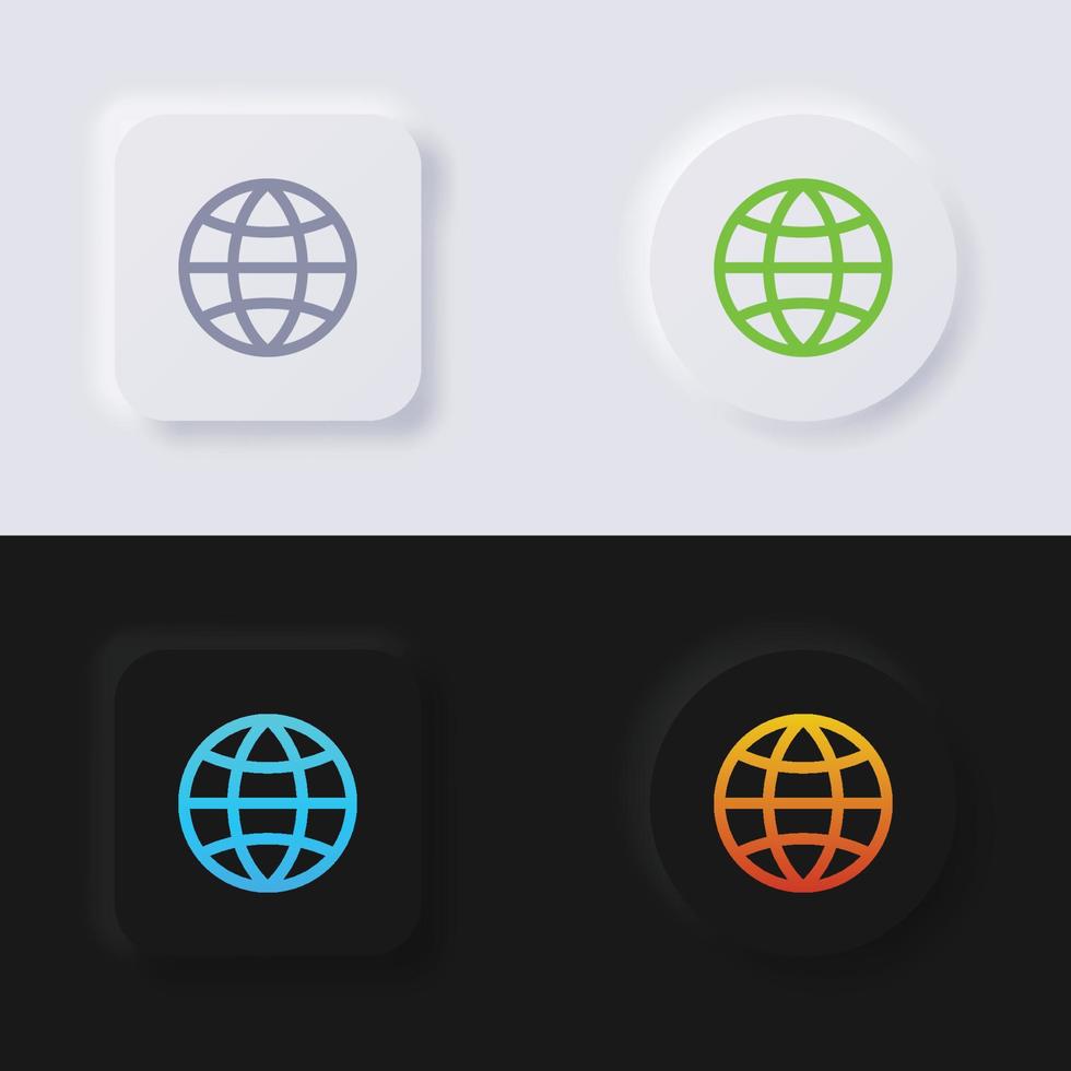 conjunto de iconos de símbolo de globo, diseño de interfaz de usuario suave de botón de neumorfismo multicolor para diseño web, interfaz de usuario de aplicación y más, botón, vector. vector