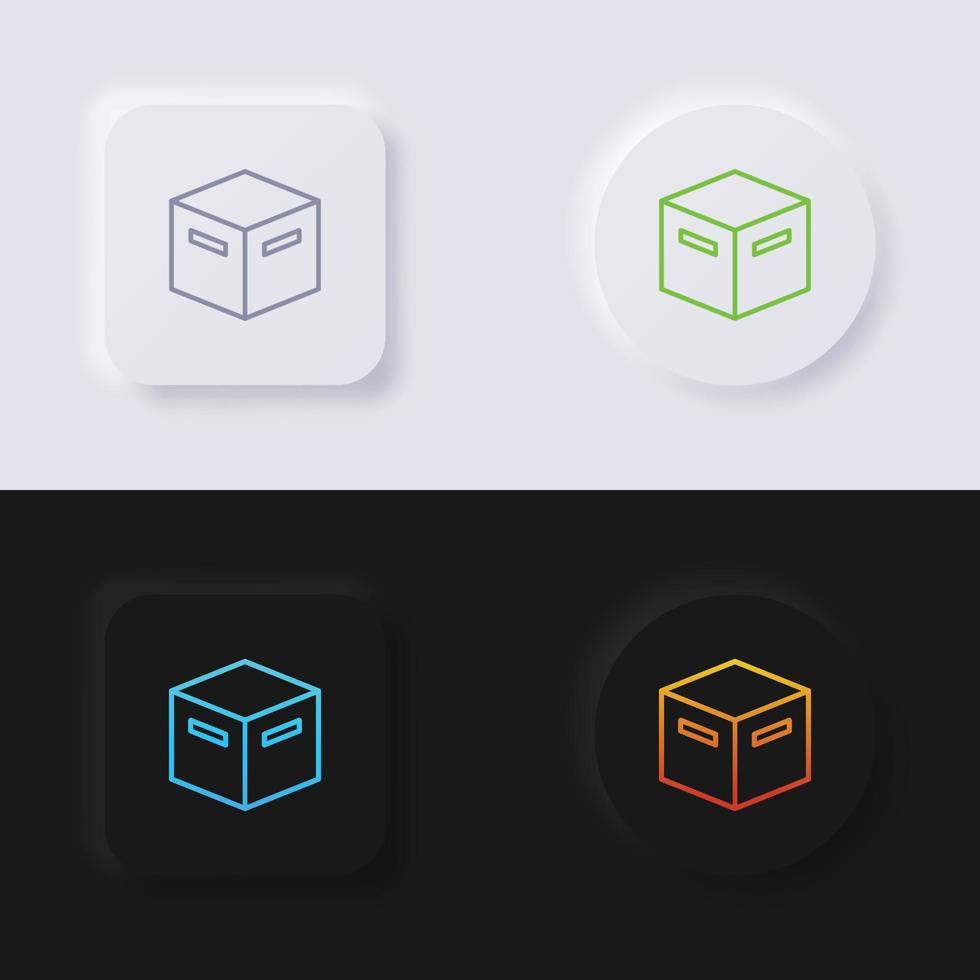 conjunto de iconos de caja, diseño de interfaz de usuario suave de botón de neumorfismo multicolor para diseño web, interfaz de usuario de aplicación y más, conjunto de iconos, botón, vector. vector