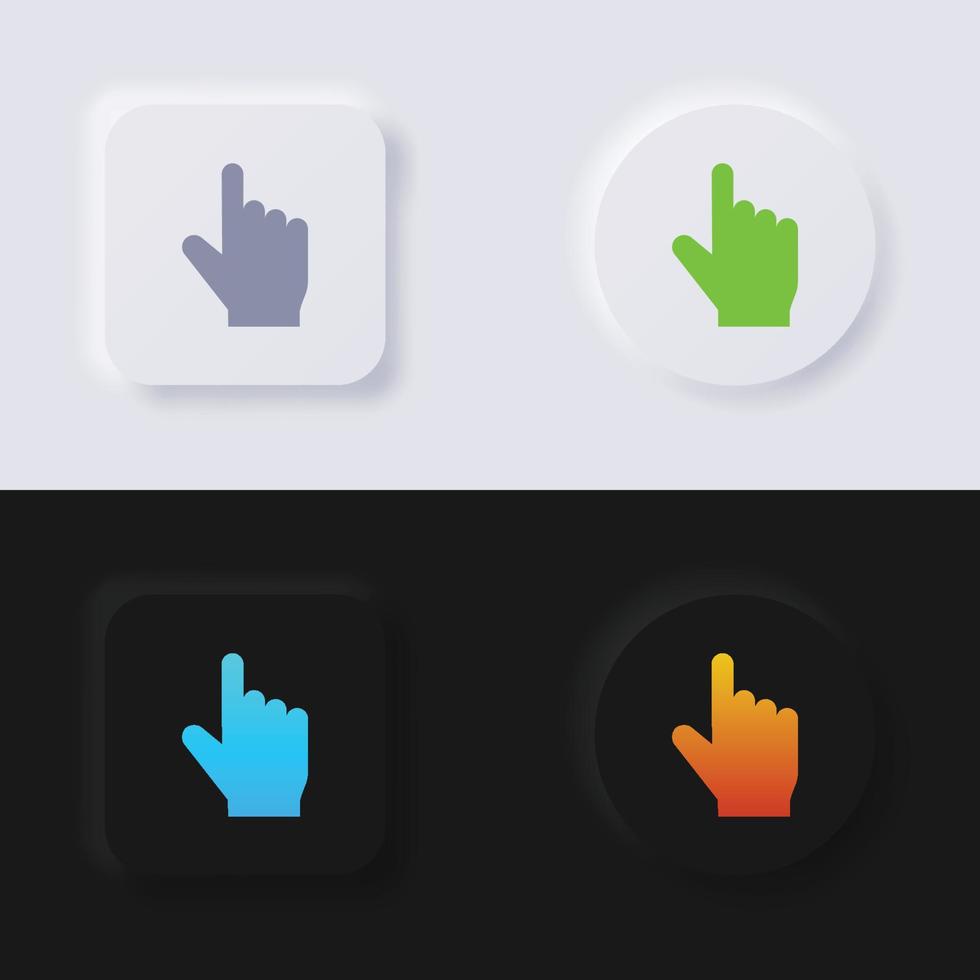 Finger touch button icon set, Multicolor neumorphism button soft UI Design for Web design, Application UI and more, Button, Vector. vector