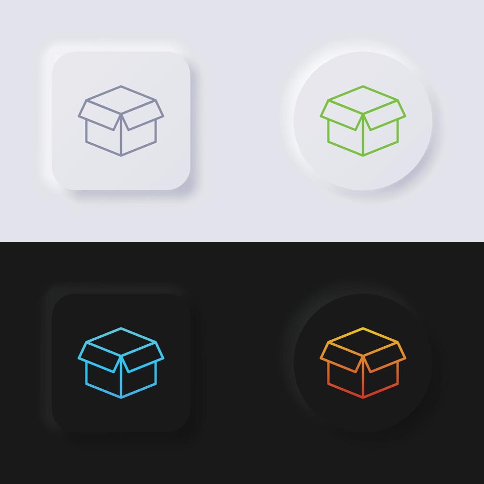 conjunto de iconos de caja, diseño de interfaz de usuario suave de botón de neumorfismo multicolor para diseño web, interfaz de usuario de aplicación y más, conjunto de iconos, botón, vector. vector