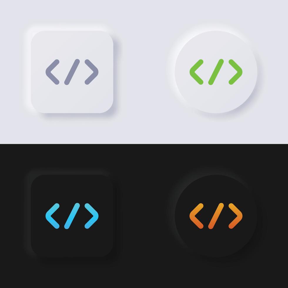 Self-closing tag icon set, Multicolor neumorphism button soft UI Design for Web design, Application UI and more, Button, Vector. vector