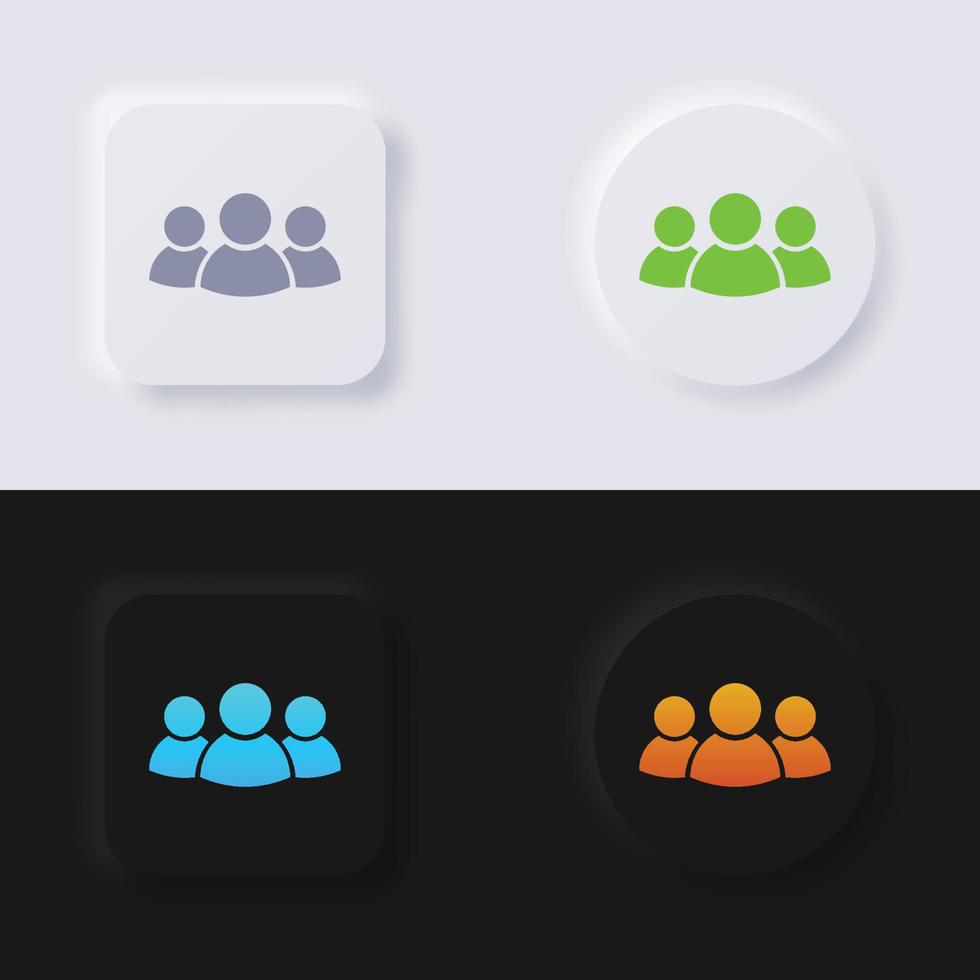 Group of people icon set, Multicolor neumorphism button soft UI Design for Web design, Application UI and more, Button, Vector. vector