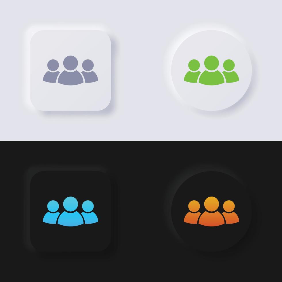 conjunto de iconos de grupo de personas, diseño de interfaz de usuario suave de botón de neumorfismo multicolor para diseño web, interfaz de usuario de aplicación y más, botón, vector. vector