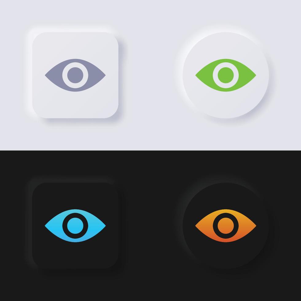 Eye open symbol button icon set, Multicolor neumorphism button soft UI Design for Web design, Application UI and more, Button, Vector. vector