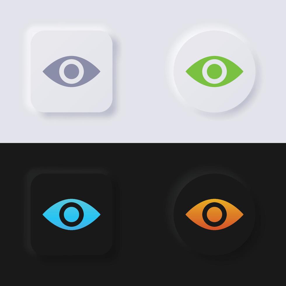 conjunto de iconos de botón de símbolo de ojo abierto, diseño de interfaz de usuario suave de botón de neumorfismo multicolor para diseño web, interfaz de usuario de aplicación y más, botón, vector. vector