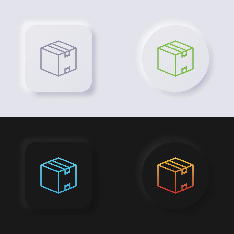 conjunto de iconos de caja, diseño de interfaz de usuario suave de botón de neumorfismo multicolor para diseño web, interfaz de usuario de aplicación y más, conjunto de iconos, botón, vector. vector