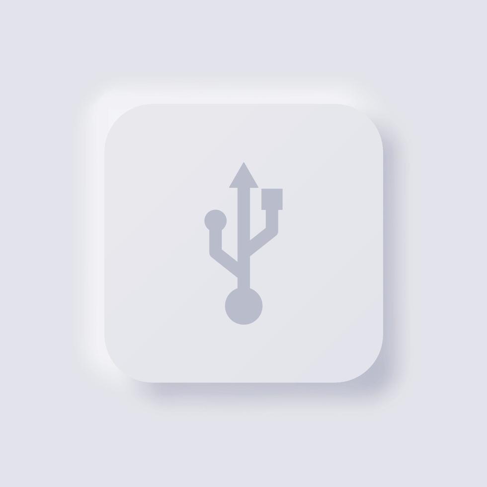 USB symbol Icon, White Neumorphism soft UI Design for Web design, Application UI and more, Button, Vector. vector