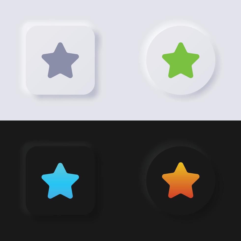 conjunto de iconos de botón de símbolo de estrella, diseño de interfaz de usuario suave de botón de neumorfismo multicolor para diseño web, interfaz de usuario de aplicación y más, botón, vector. vector