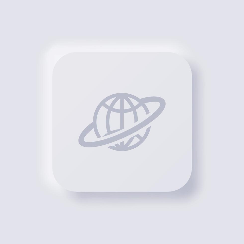 Globe Icon, White Neumorphism soft UI Design for Web design, Application UI and more, Button, Vector. vector