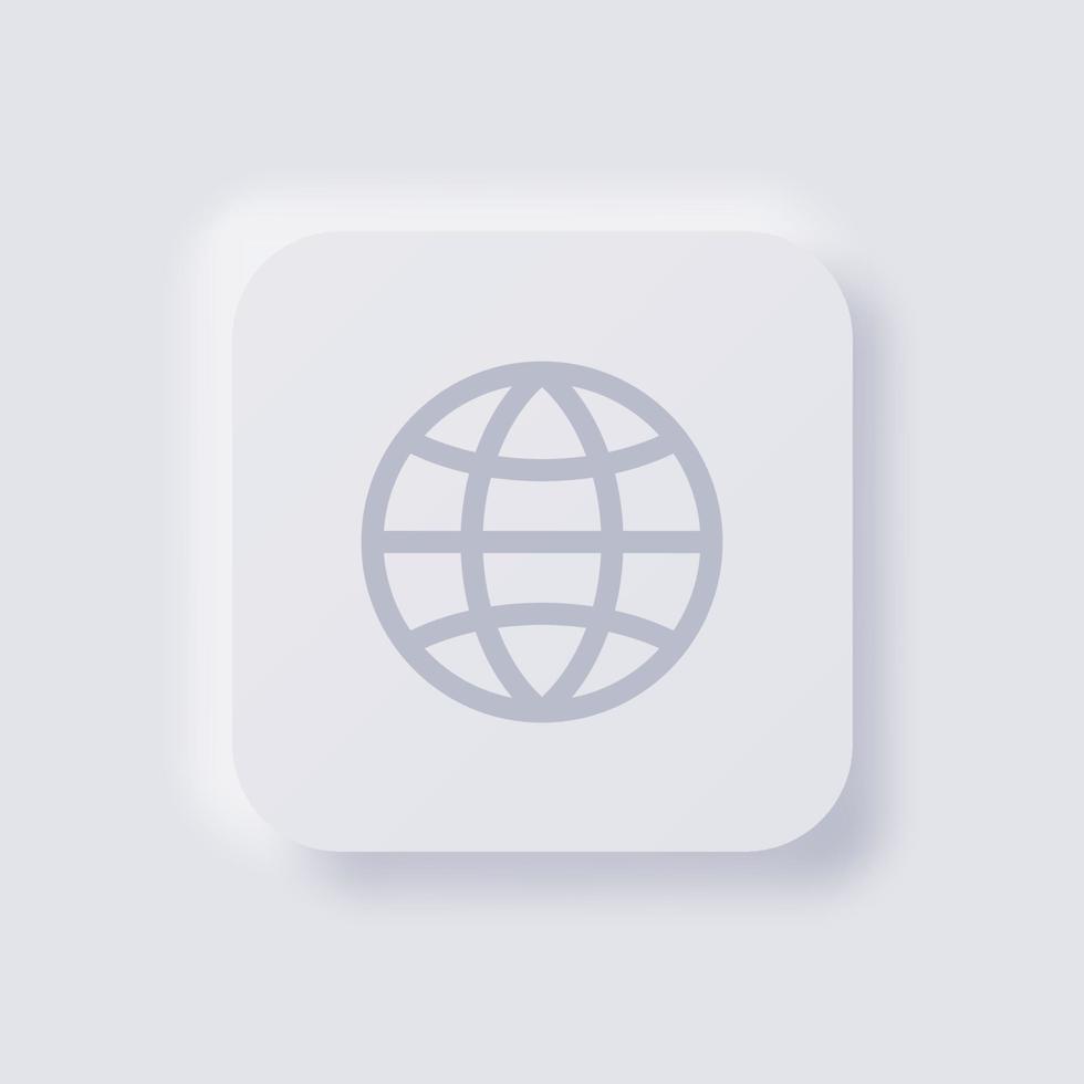 Globe icon, White Neumorphism soft UI Design for Web design, Application UI and more, Button, Vector. vector