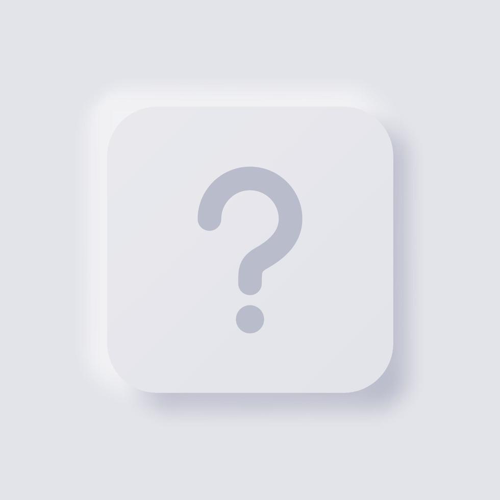 Question mark button icon, White Neumorphism soft UI Design for Web design, Application UI and more, Button, Vector. vector