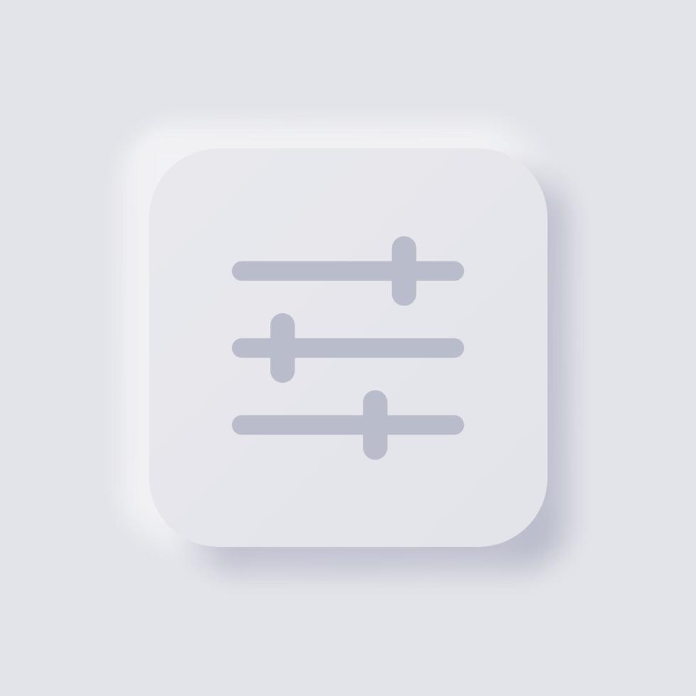 Setting and control icon, White Neumorphism soft UI Design for Web design, Application UI and more, Button, Vector. vector