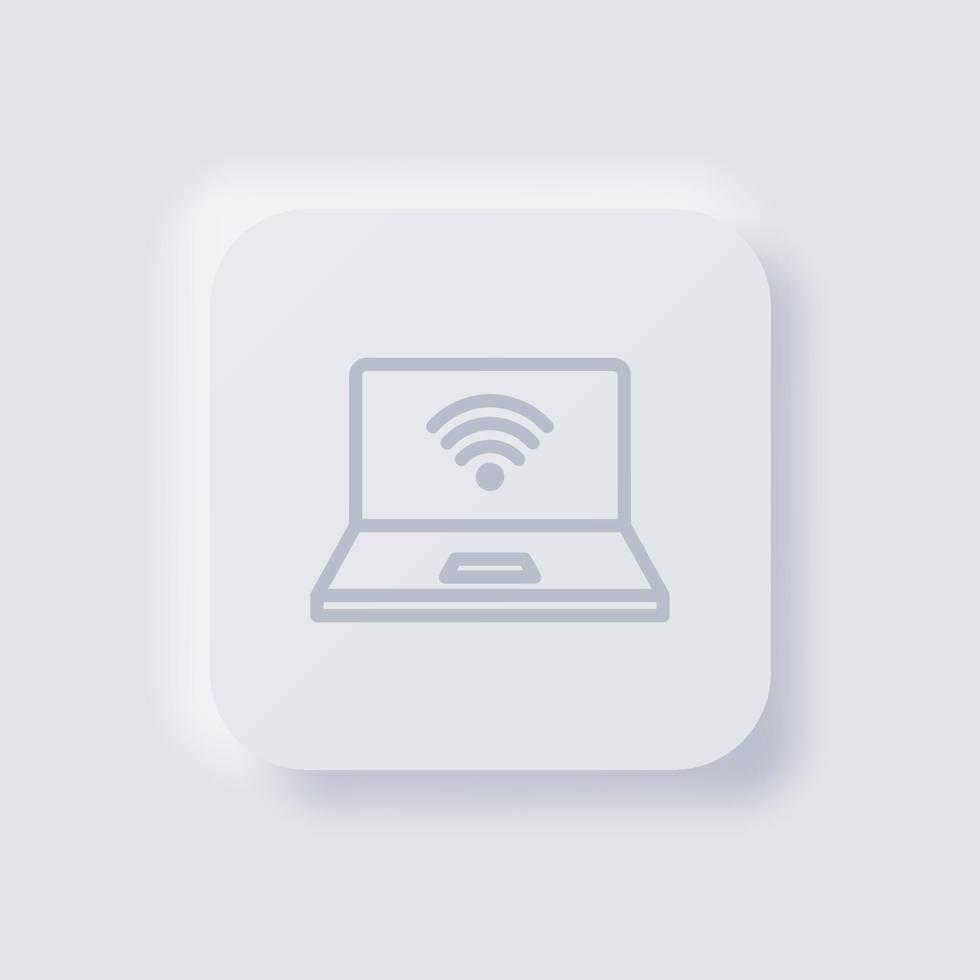 Laptop Icon, White Neumorphism soft UI Design for Web design, Application UI and more, Button, Vector. vector