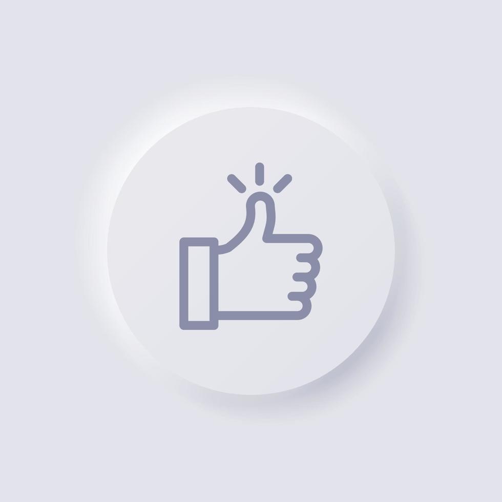 icono de pulgar hacia arriba, diseño de interfaz de usuario suave de neumorfismo blanco para diseño web, interfaz de usuario de aplicación y más, botón, vector. vector