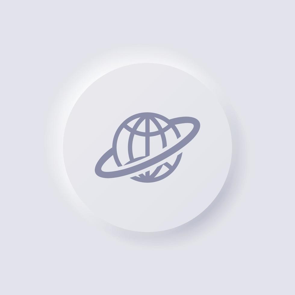 Globe Icon, White Neumorphism soft UI Design for Web design, Application UI and more, Button, Vector. vector