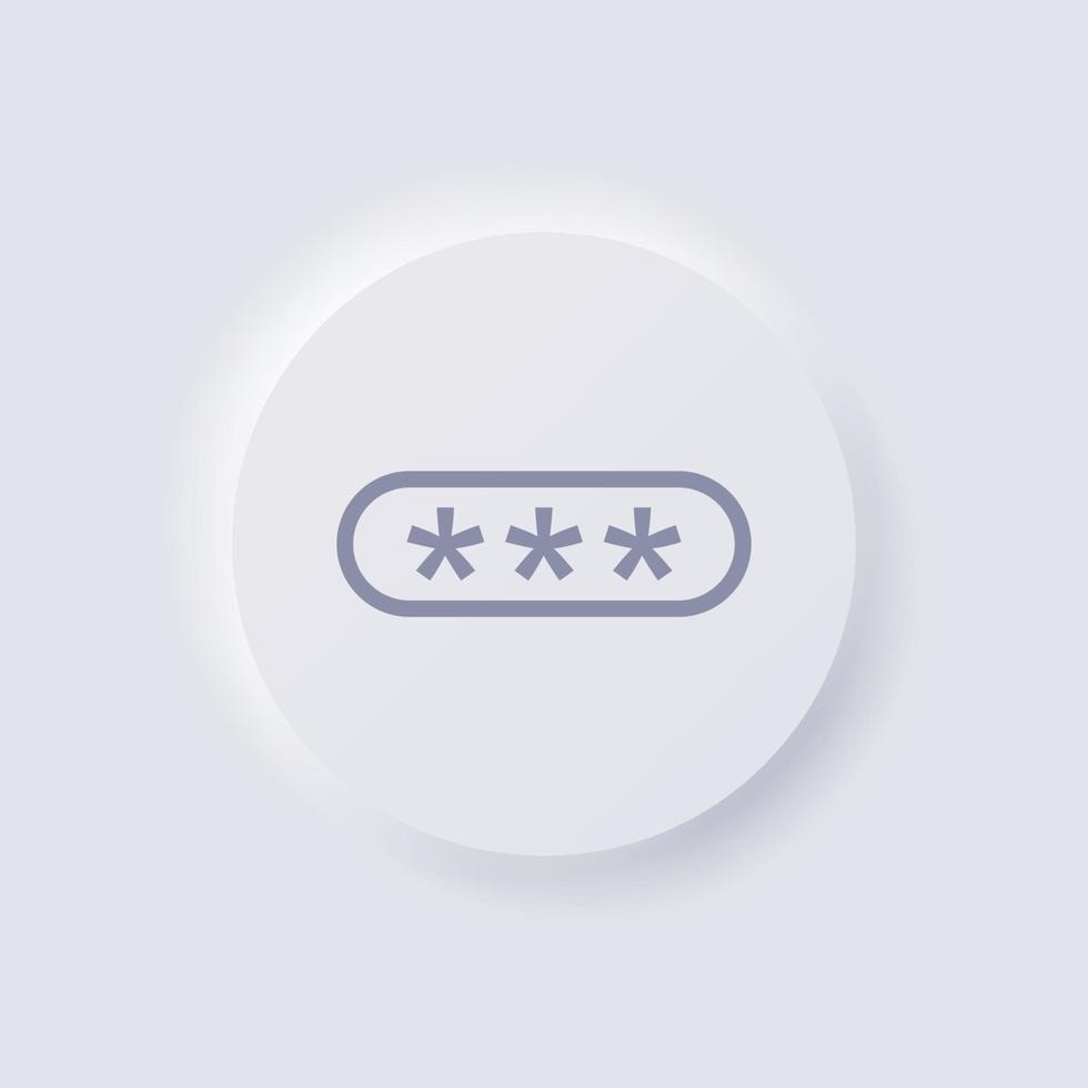 Password asterisk field box icon, White Neumorphism soft UI Design for Web design, Application UI and more, Button, Vector. vector