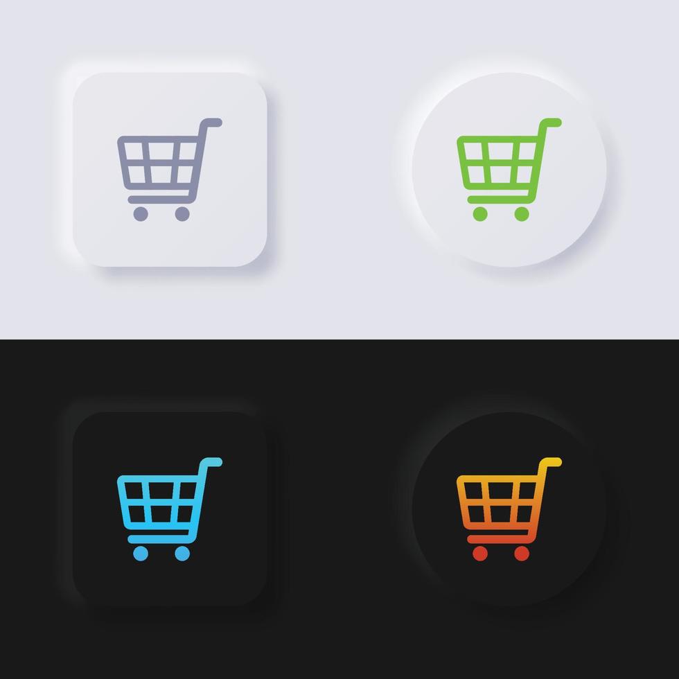 Shopping cart Icon set, Multicolor neumorphism button soft UI Design for Web design, Application UI and more, Icon set, Button, Vector. vector