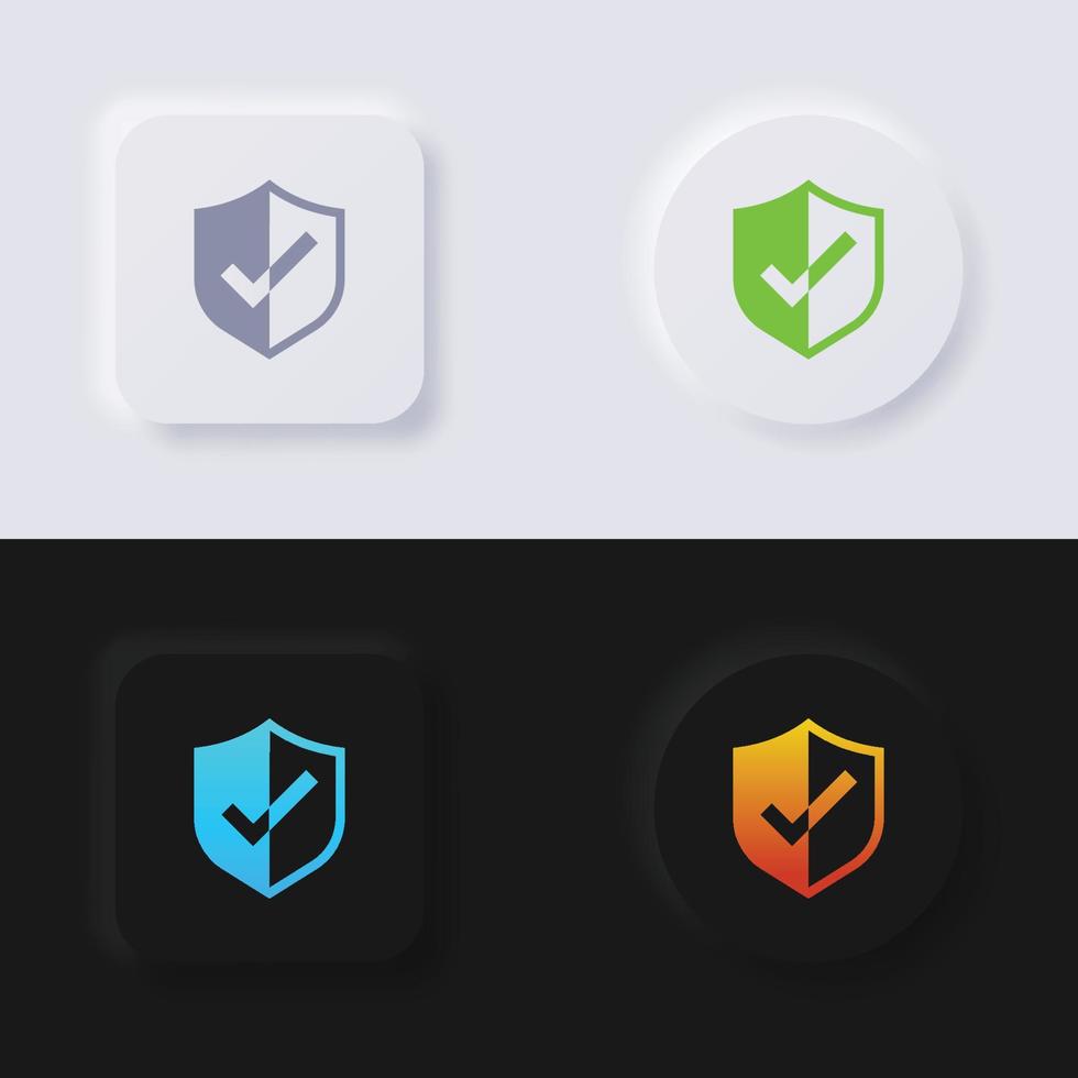 conjunto de iconos de escudo, concepto de diseño de icono de garantía, botón de neumorfismo multicolor diseño de interfaz de usuario suave para diseño web, interfaz de usuario de aplicación y más, conjunto de iconos, botón, vector. vector