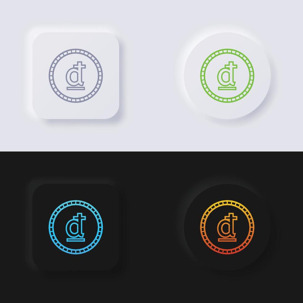 Vietnam dong currency symbol coin button icon set, Multicolor neumorphism button soft UI Design for Web design, Application UI and more, Button, Vector. vector