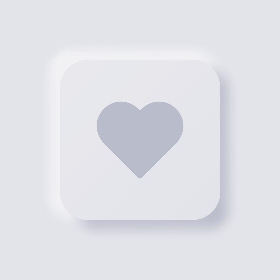 icono de corazón, icono de símbolo favorito, diseño de interfaz de usuario suave de neumorfismo blanco para diseño web, interfaz de usuario de aplicación y más, botón, vector. vector