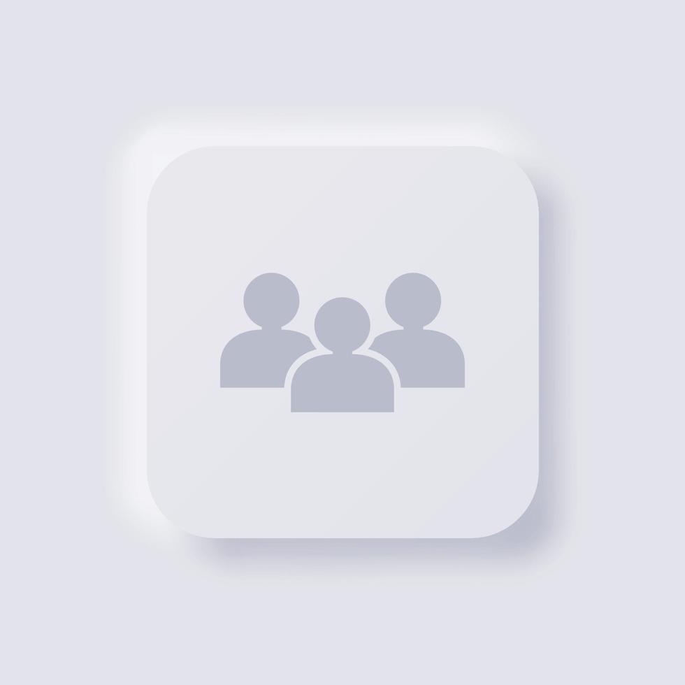 un icono de grupo de personas, diseño de interfaz de usuario suave de neumorfismo blanco para diseño web, interfaz de usuario de aplicación y más, botón, vector. vector