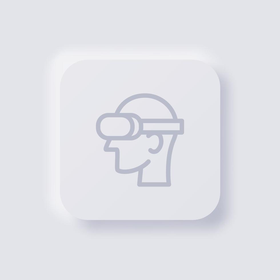 VR Glasses Wearer Icon, White Neumorphism soft UI Design for Web design, Application UI and more, Button, Vector. vector