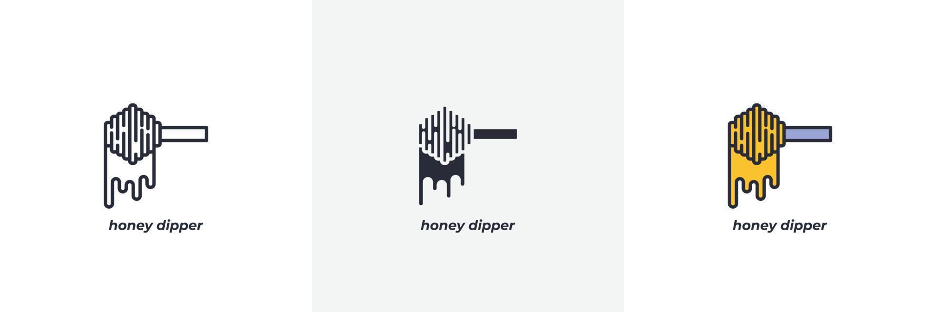 honey dipper icon. Line, solid and filled outline colorful version, outline and filled vector sign. Idea Symbol, logo illustration. Vector graphics