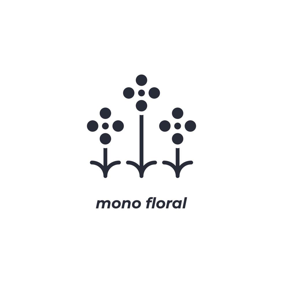 el símbolo floral mono de signo vectorial está aislado en un fondo blanco. color de icono editable. vector
