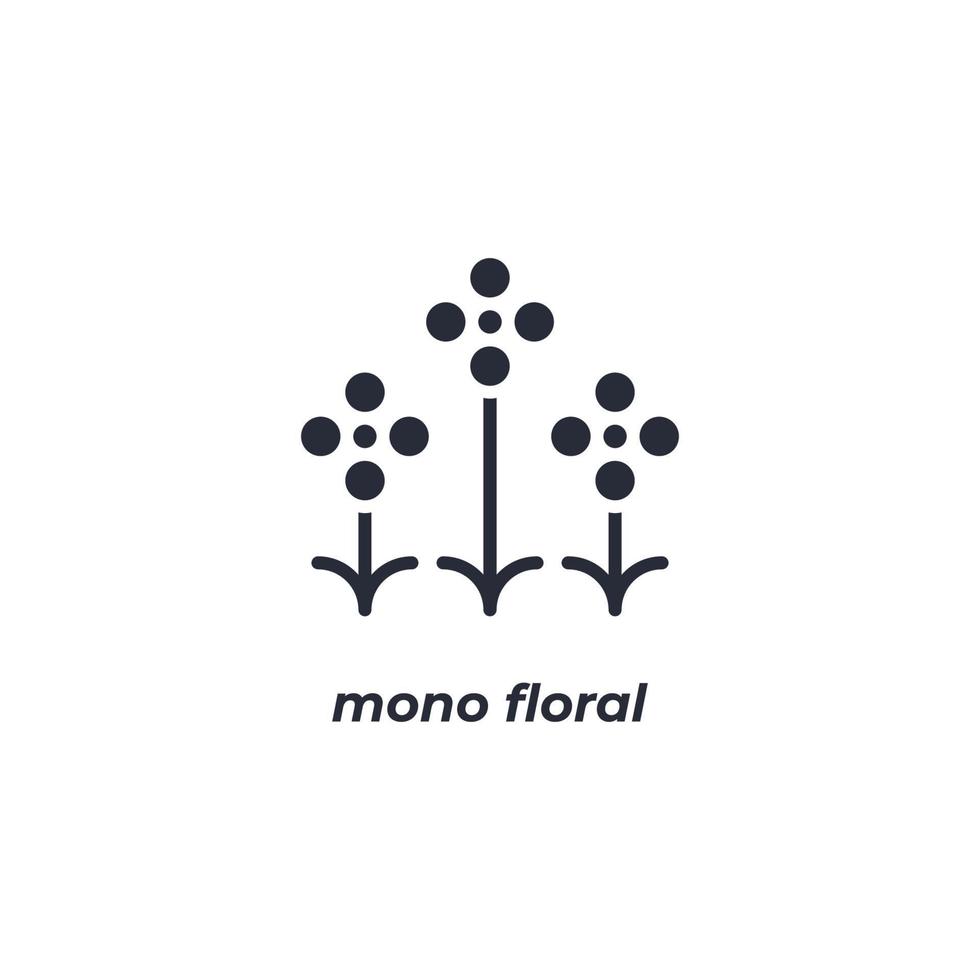 Vector sign mono floral symbol is isolated on a white background. icon color editable.