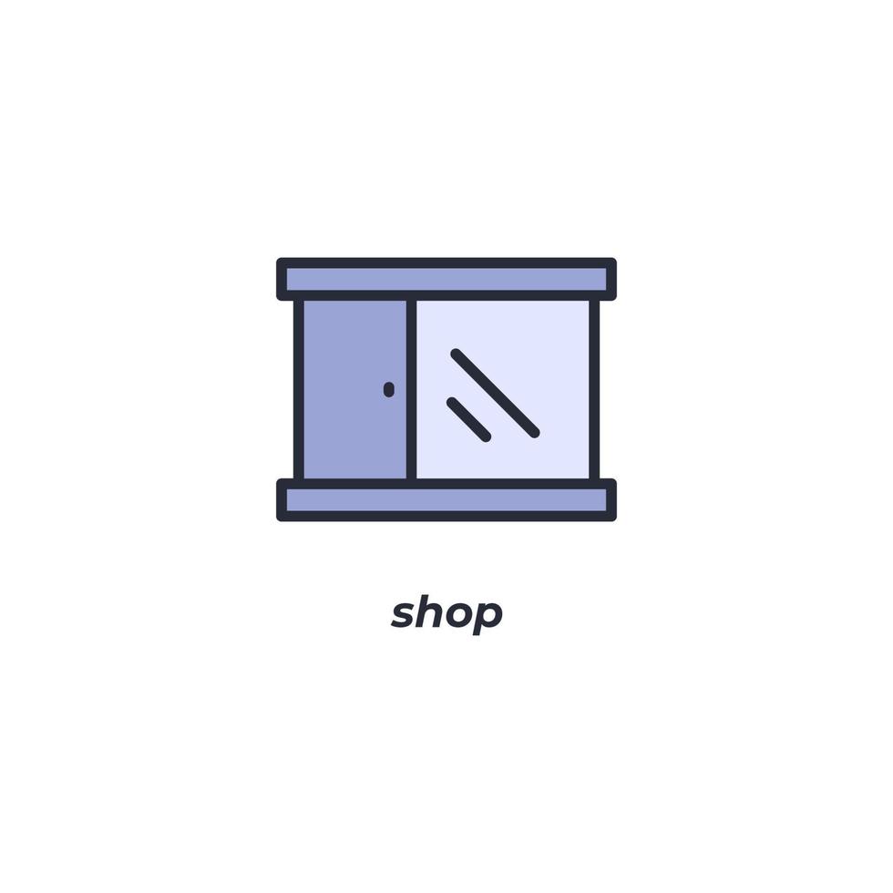 el símbolo de la tienda de signos vectoriales está aislado en un fondo blanco. color de icono editable. vector