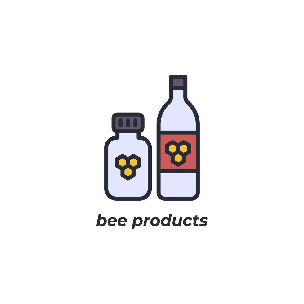 Vector sign bee products symbol is isolated on a white background. icon color editable.
