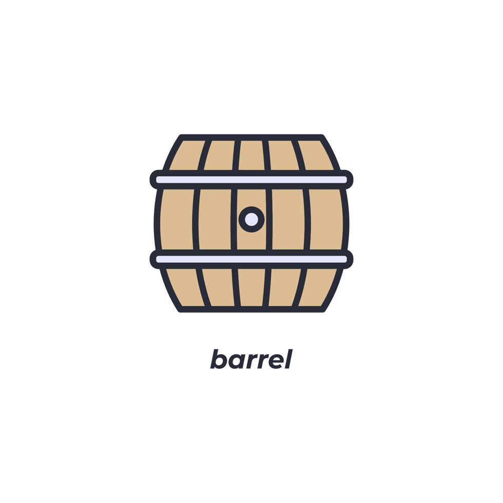 Vector sign barrel symbol is isolated on a white background. icon color editable.