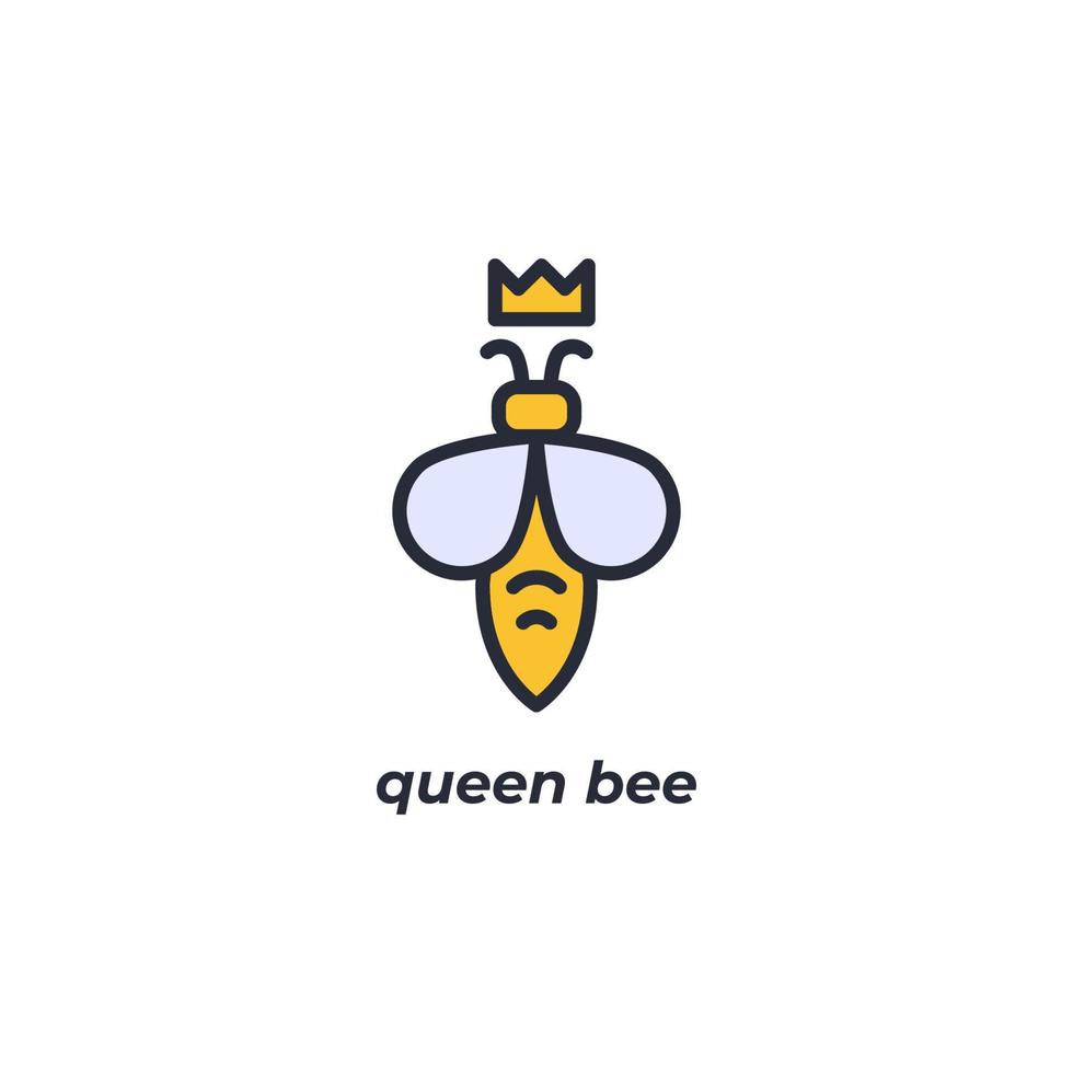 Vector sign queen bee symbol is isolated on a white background. icon color editable.