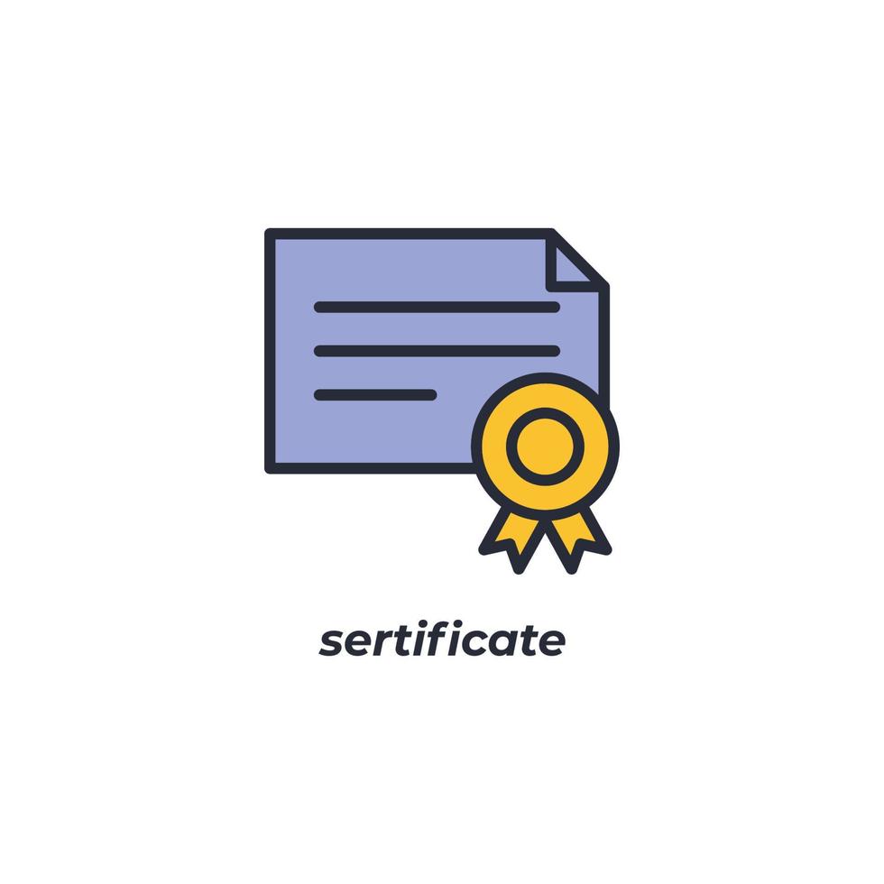 el símbolo de certificado de signo vectorial está aislado en un fondo blanco. color de icono editable. vector