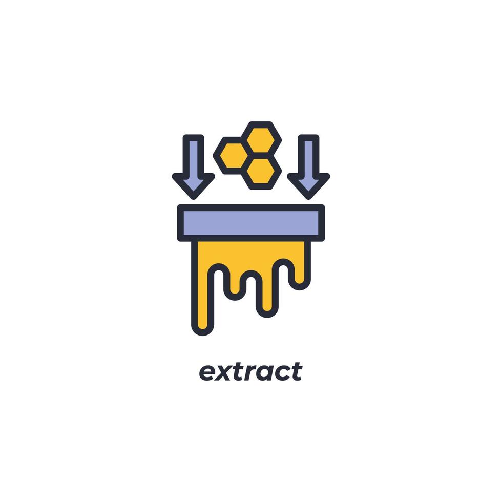 Vector sign extract symbol is isolated on a white background. icon color editable.