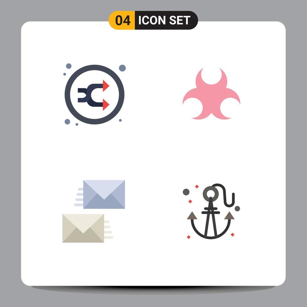 4 Creative Icons Modern Signs and Symbols of arrow communication random hazard contact us Editable Vector Design Elements
