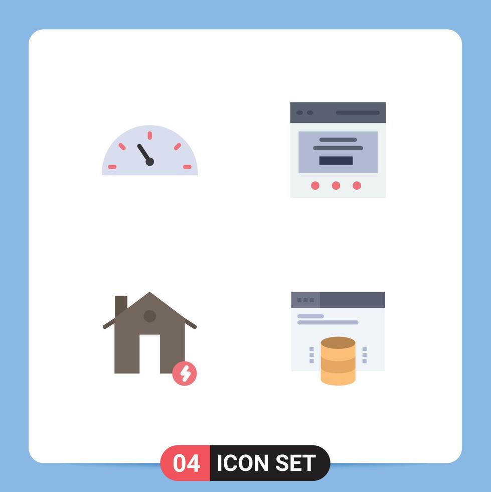 Editable Vector Line Pack of 4 Simple Flat Icons of gauge charge communication user estate Editable Vector Design Elements