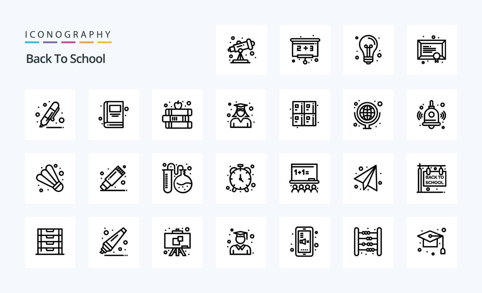 25 Back To School Line icon pack vector