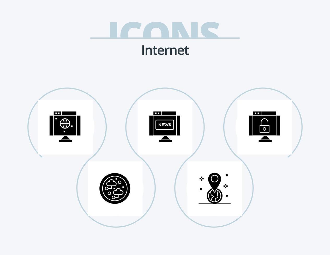 Internet Glyph Icon Pack 5 Icon Design. lock. news. computer. journal. communications vector