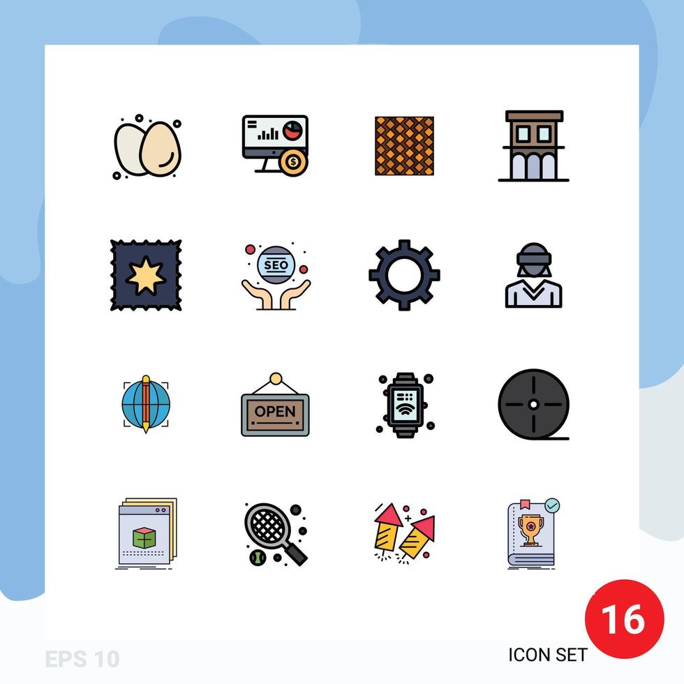 paquete de iconos de vector de stock de 16 signos y símbolos de línea para mosaicos de inversión de pared de bienes elementos de diseño de vector creativo editable cuadrado