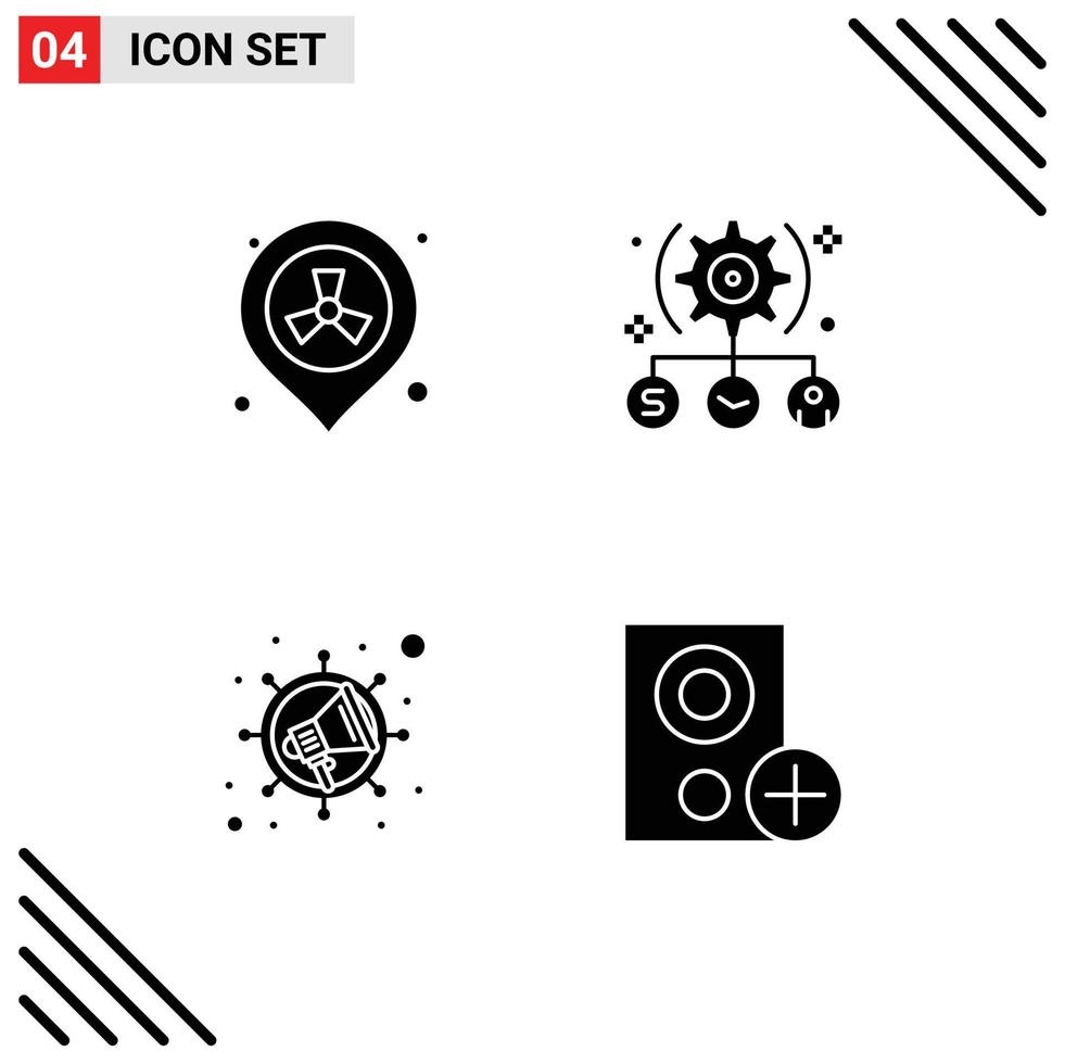 Group of 4 Solid Glyphs Signs and Symbols for gas marketing waste user viral Editable Vector Design Elements