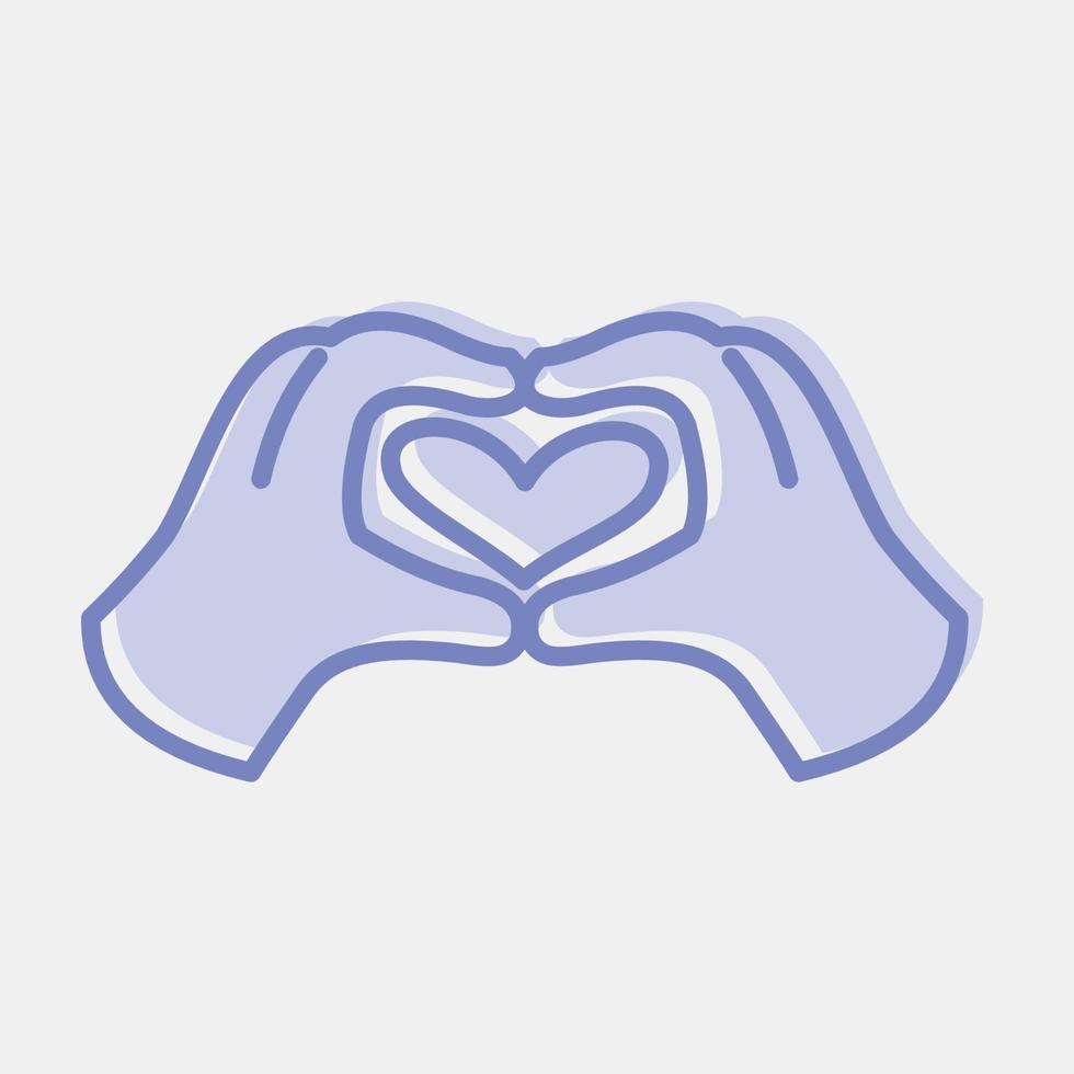 Icon heart shaped hand. Valentine day celebration elements. Icons in two tone style. Good for prints, posters, logo, party decoration, greeting card, etc. vector
