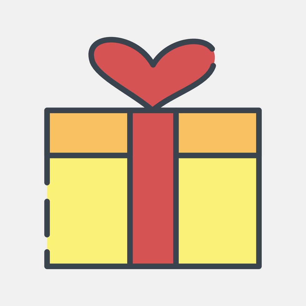 icono de regalo de san valentín. elementos de celebración del día de san valentín. iconos en estilo de línea rellena. bueno para impresiones, carteles, logotipos, decoración de fiestas, tarjetas de felicitación, etc. vector