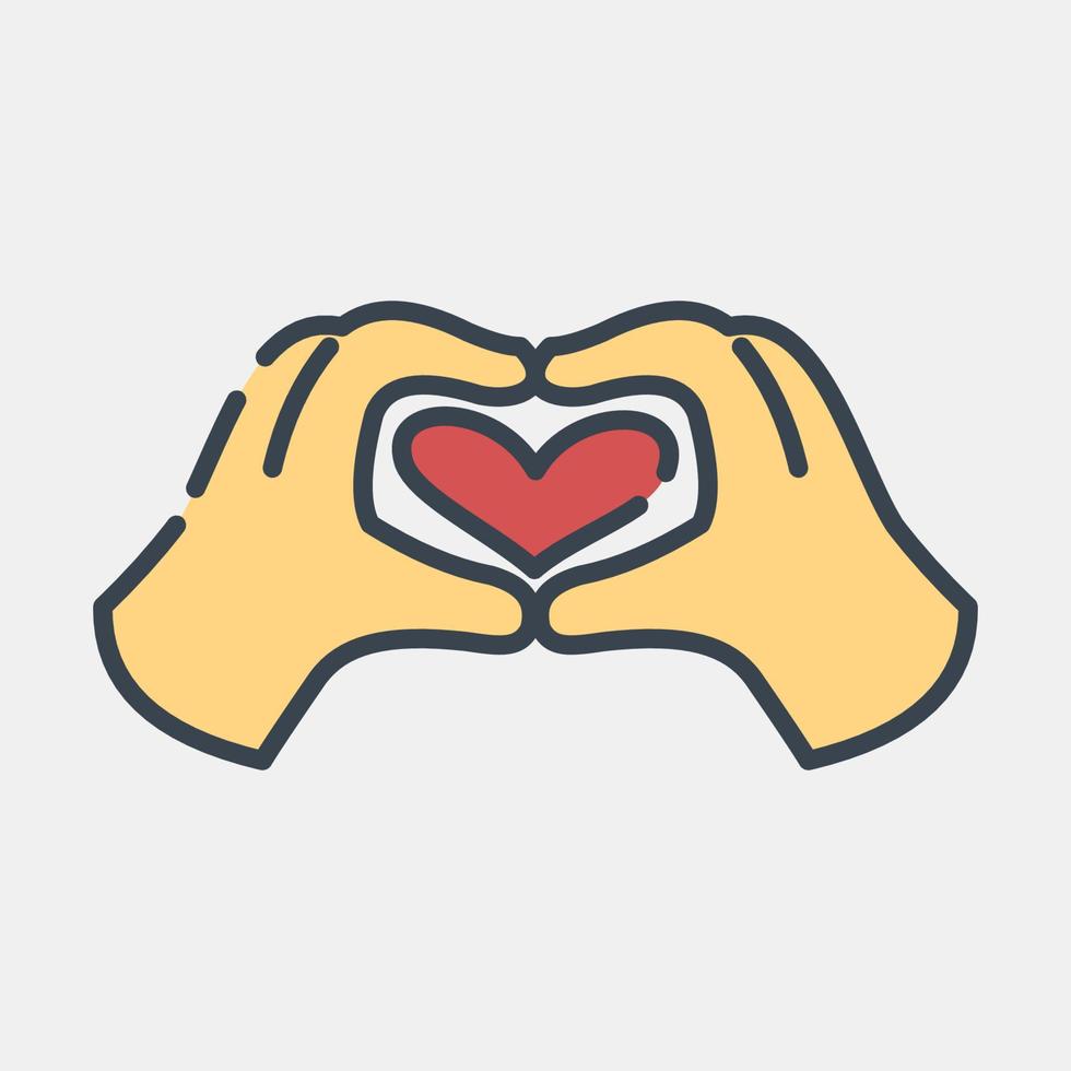 Icon heart shaped hand. Valentine day celebration elements. Icons in filled line style. Good for prints, posters, logo, party decoration, greeting card, etc. vector