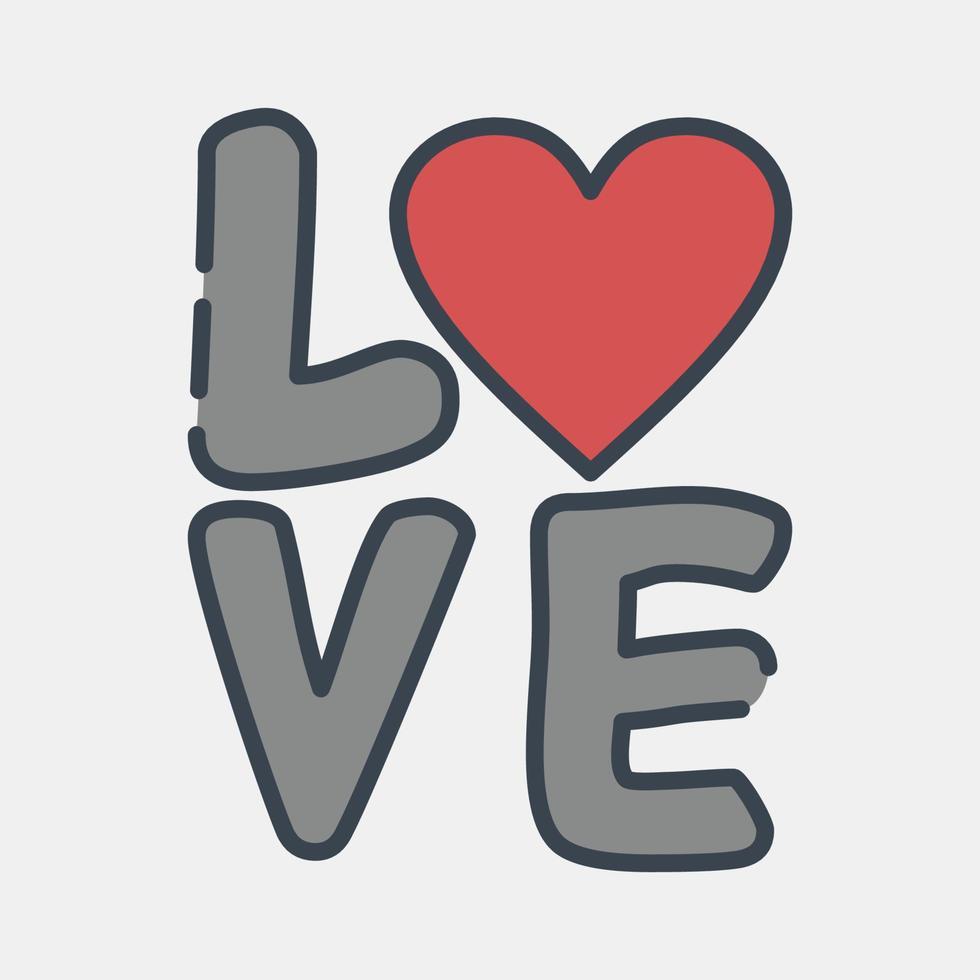 Icon love. Valentine day celebration elements. Icons in filled line style. Good for prints, posters, logo, party decoration, greeting card, etc. vector