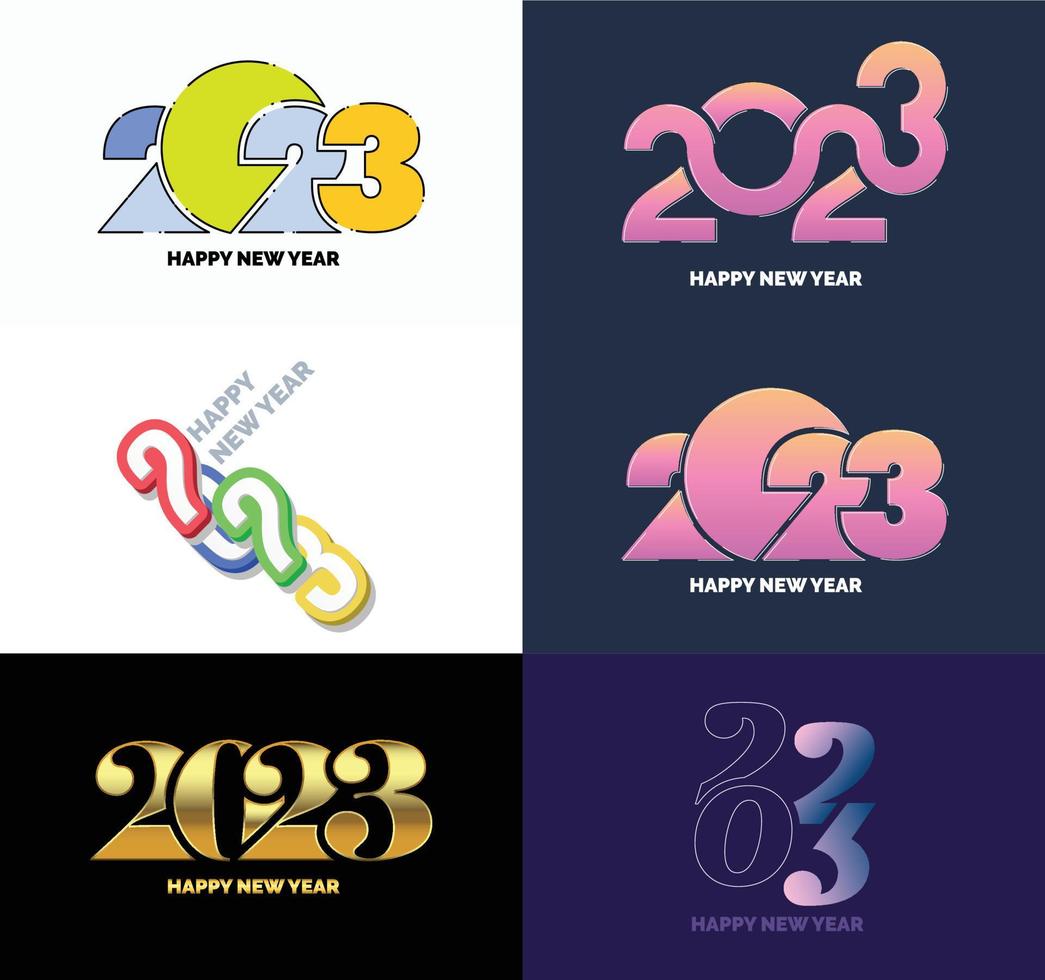 gran conjunto de 2023 feliz año nuevo diseño de texto de logotipo plantilla de diseño de número 2023 vector