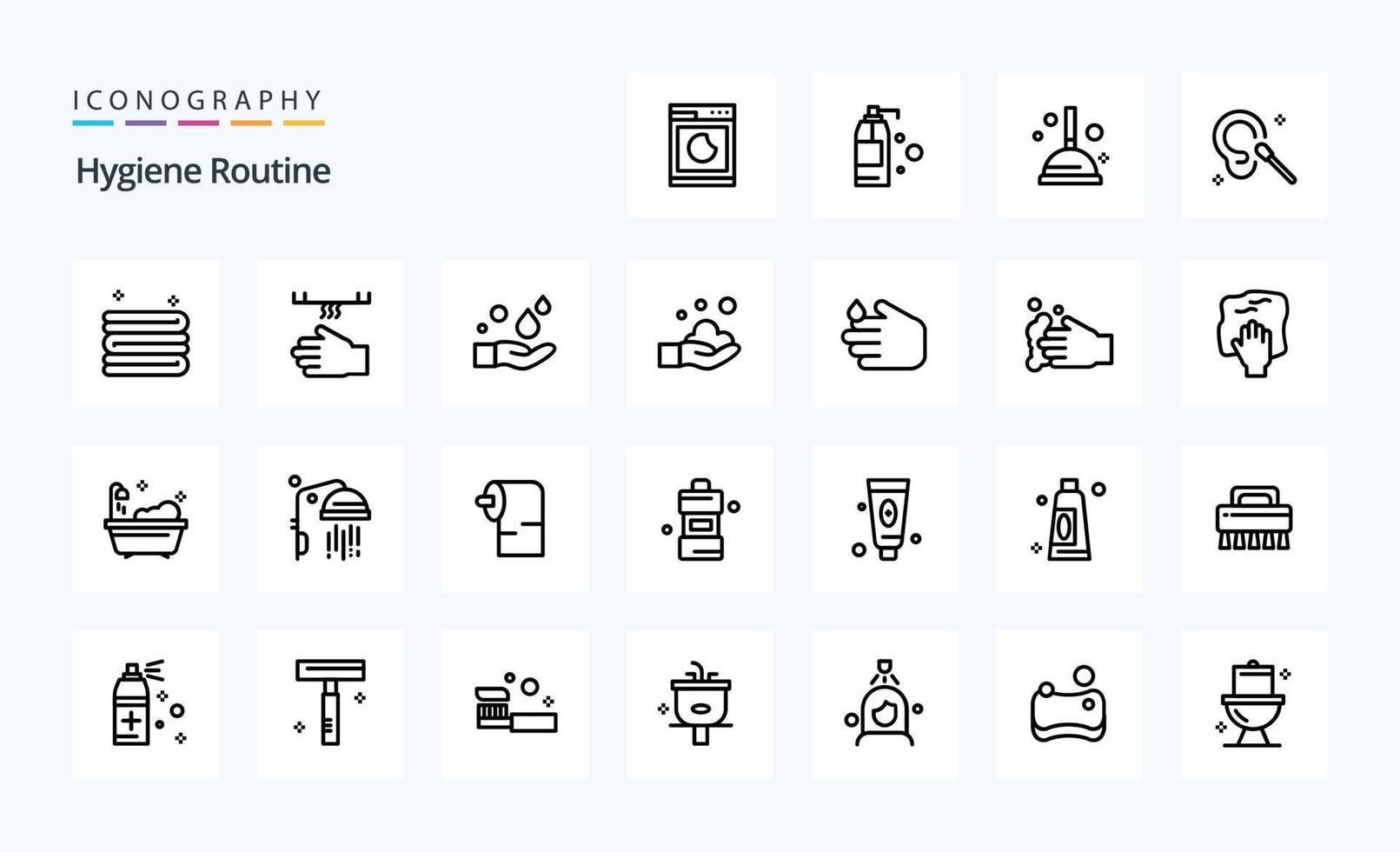 25 Hygiene Routine Line icon pack vector