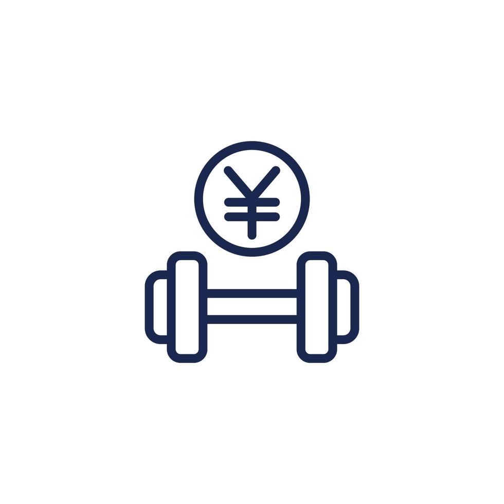 paid workout, training line icon with yuan vector