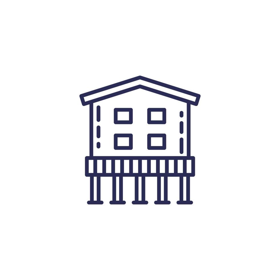 Stilt house line icon, building on stilts 17377031 Vector Art at Vecteezy