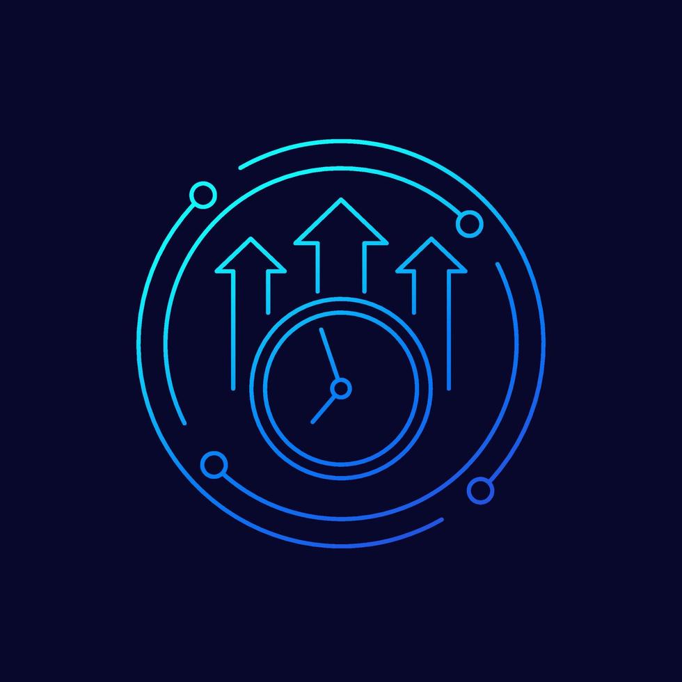 overtime line icon, long working hours vector